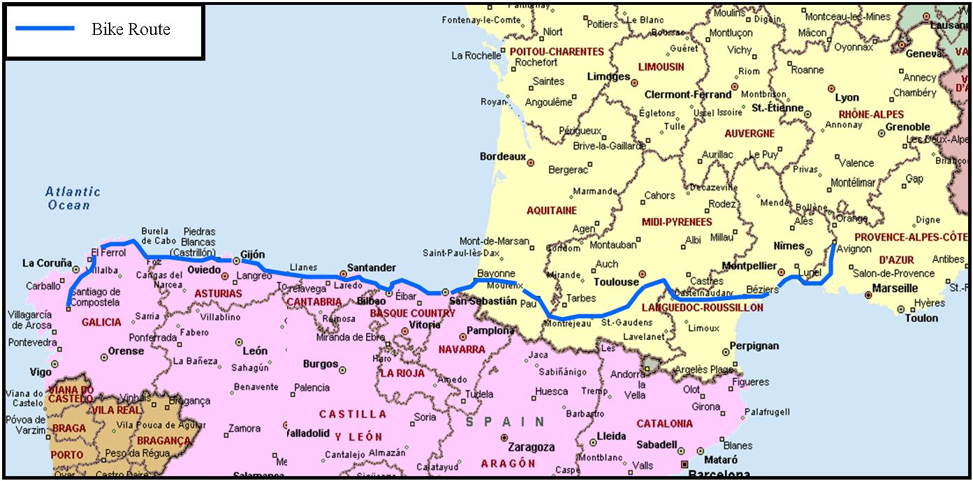 Kaart Frankrijk Spanje Kaart - Vogels